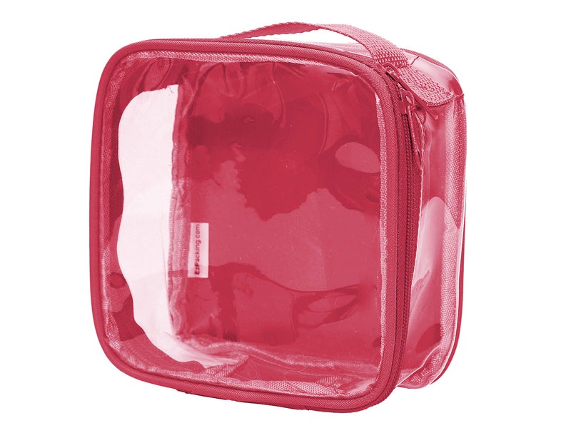 EzPacking Clear TSA Approved 3-1-1 Travel Toiletry Bag for Carry On/Quart Size Transparent Liquids Pouch for Airport Security/Reusable See Through Vinyl & PVC Plastic Organizer Men Women (Burgundy) - Image 1